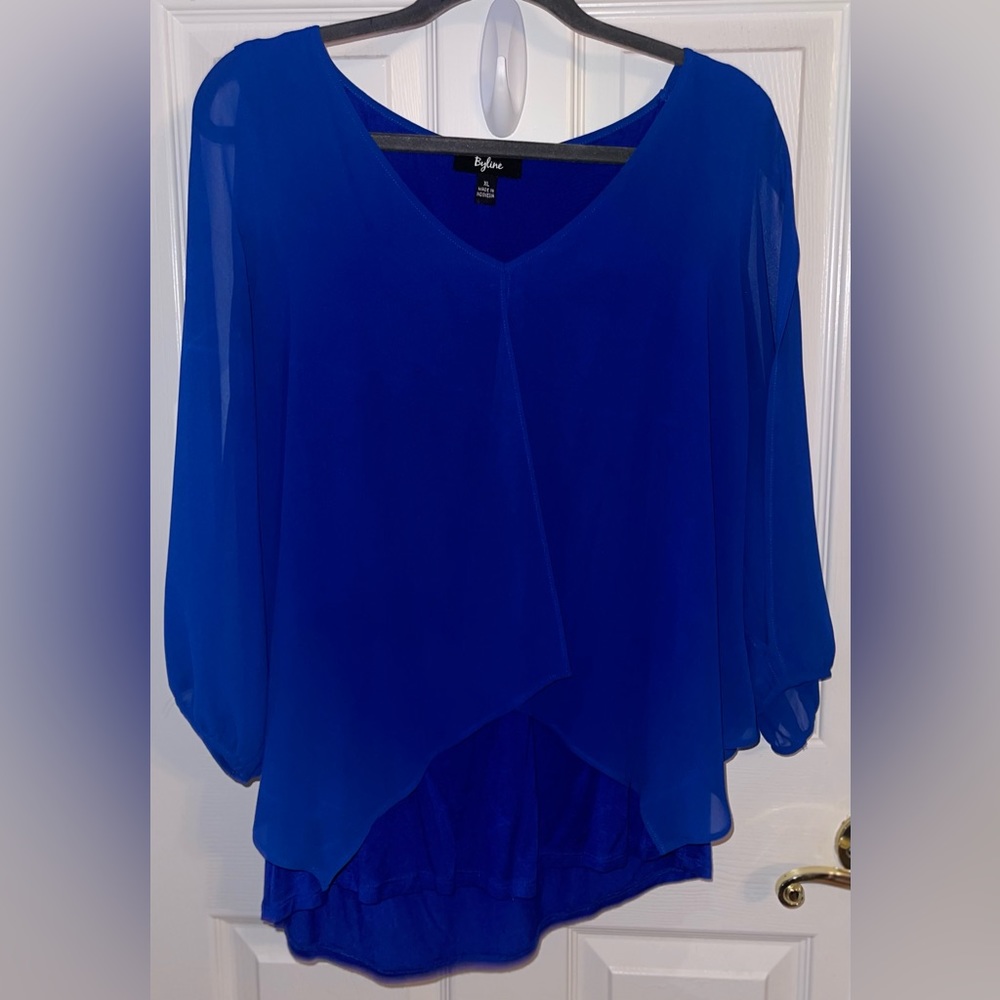 Royal blue open arm blouse